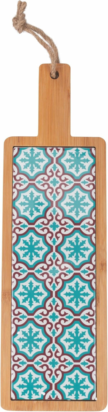 Valladolid - Tabla de cortar rectangular, cerámica y bambú, 40 x 12,5 cm